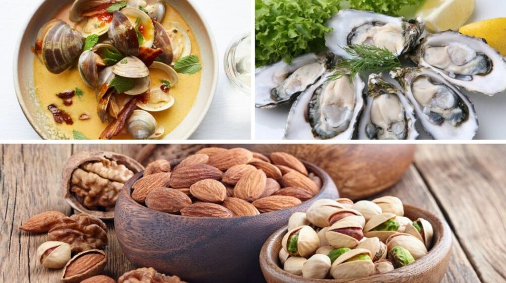 Seafood and walnuts will help increase testosterone in a man's body. 